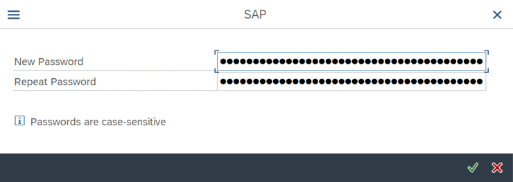 SAP New Password and Repeat Password fields.