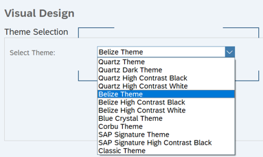 Displaying Visual Design with Select Theme drop down menu BelizeTheme selected.