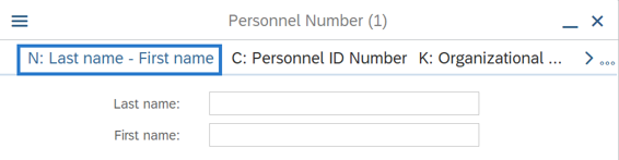 Personnel Number and Last name, First name options tab.