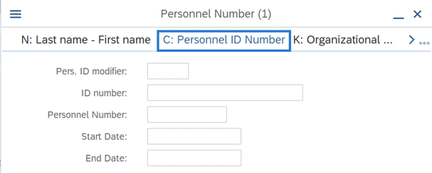 Personnel ID Numer tab selected.