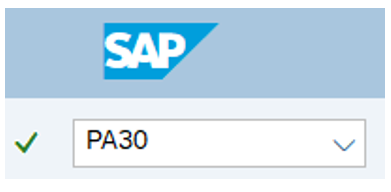 SAP command field with transaction code PA30