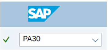 SAP command field with transaction code PA30