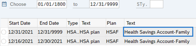 Health Savings Account Text field selected.