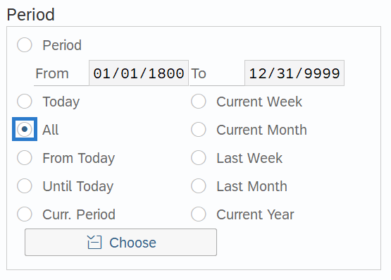 Period tab with All radio button selected.