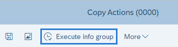 Copy Actions (0000) screen with Execute info group button highlighted