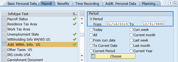 Screenshot of period selection.