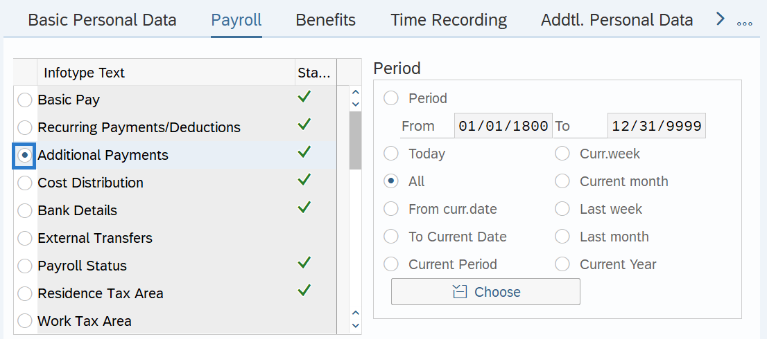 Payroll tab with Additional Payments selected.