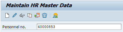 Screenshot of Maintain HR Master data with personnel number