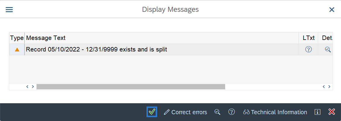 Display Messages dialog box selected.