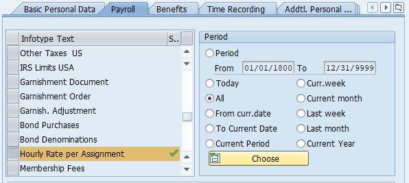 Screenshot of payroll tab.