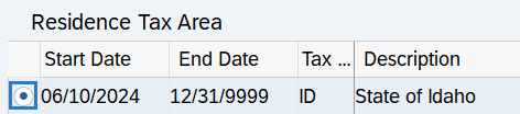 Idaho tax record with start date of 06/10/2024 selected.