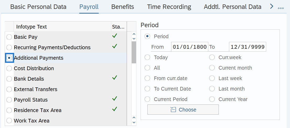 Payroll tab with Additional Payments selected.