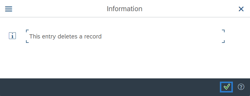 Information pop up dialog entry deletes a record.