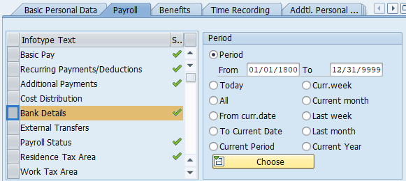 Screenshot of payroll tab.