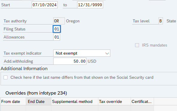 Filing Status field highlighted. 