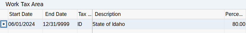 Idaho tax record with start date of 06/01/2024 selected.