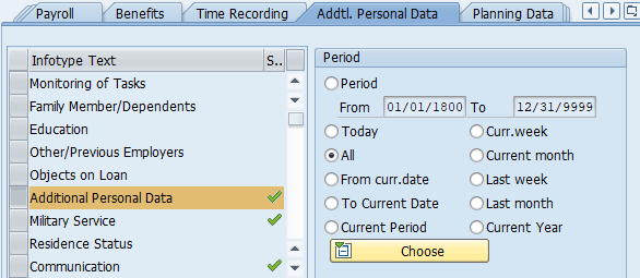 Screenshot of Additional Personal Data tab