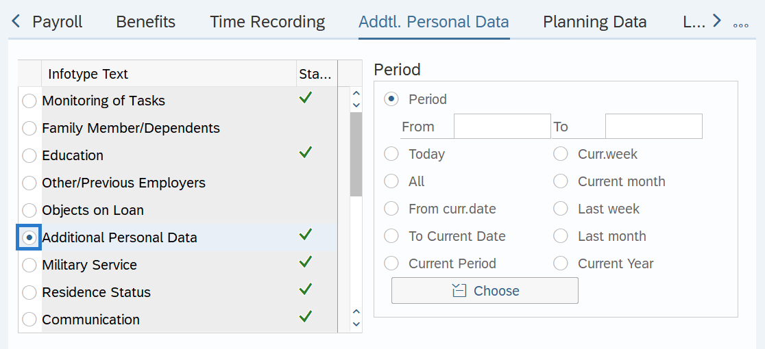 Addtl. Personal Data tab with Additional Personal Data selected.