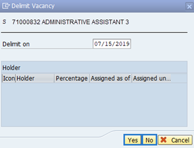 Screenshot of delimit vacancy box.