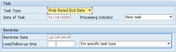 Screenshot of task infotype.