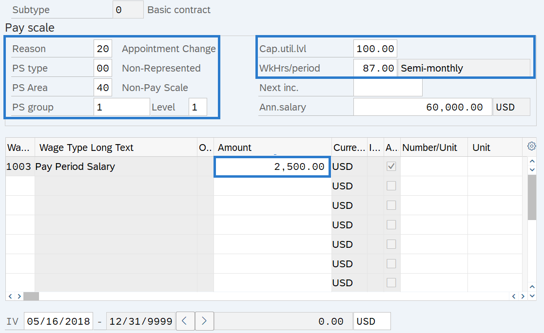 Basic Pay table example 2 selected.