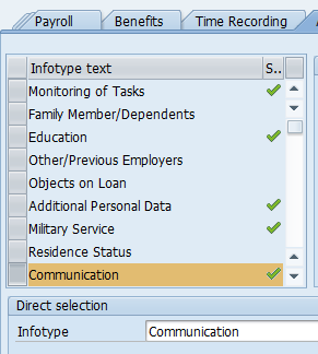 Screenshot of additional personal data tab.