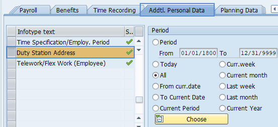 Screenshot of additional personal data tab.