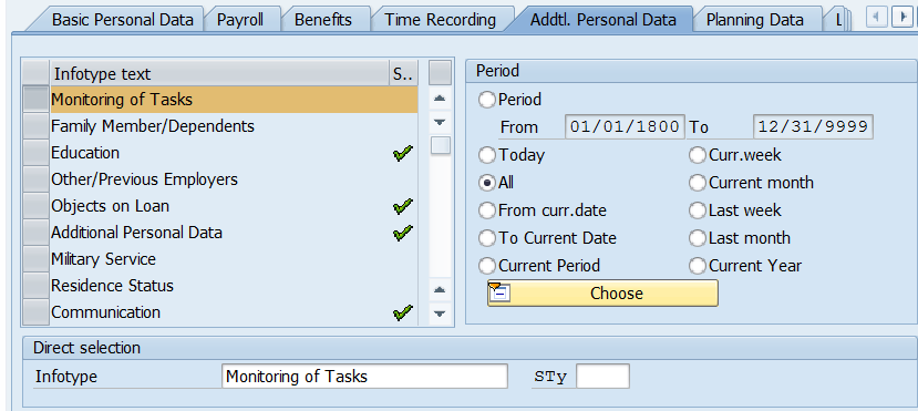 Screenshot of additional personal data screen.