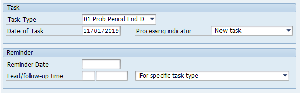 Screenshot of Monitoring of task infotype.