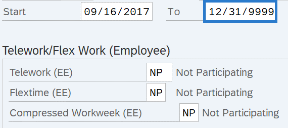 Telework/Flex Work (Employee) record selected.