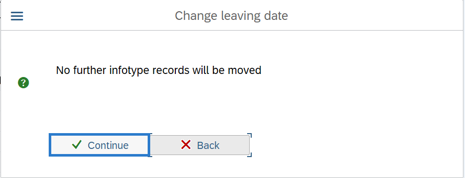 Change leaving date message selected.