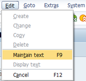 Screenshot of edit menu with maintain text highlighted.