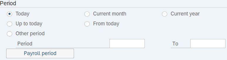 Period section with Today radio button highlighted.