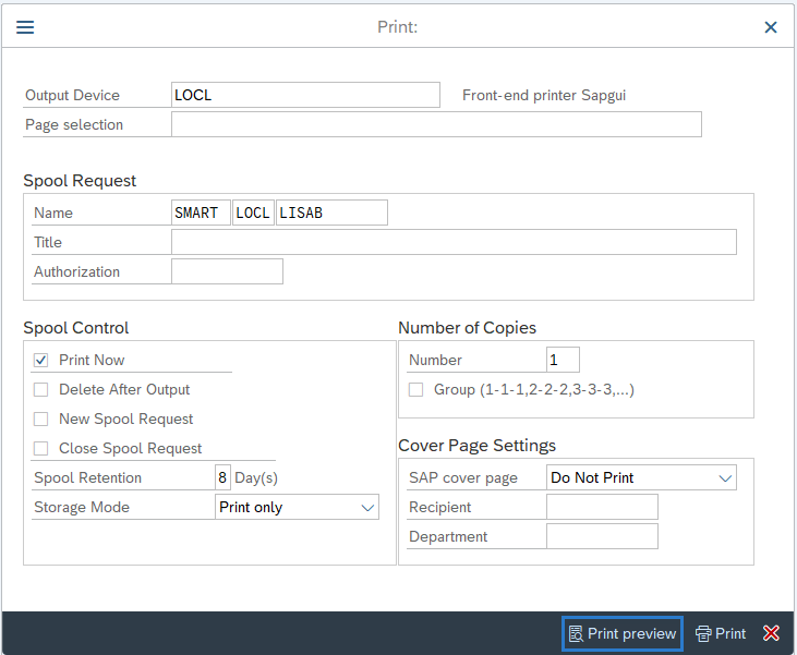 Print preview screen displayed.