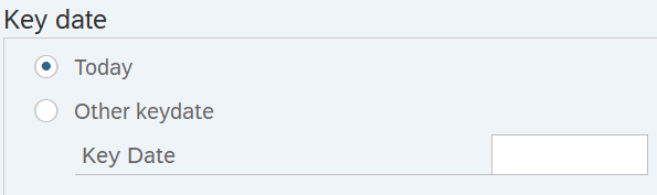 Key date section with Today radio button highlighted.