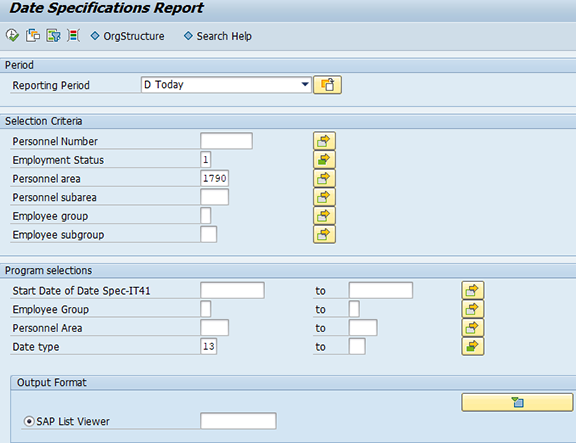 Screenshot of report selection screen. Click to expand.