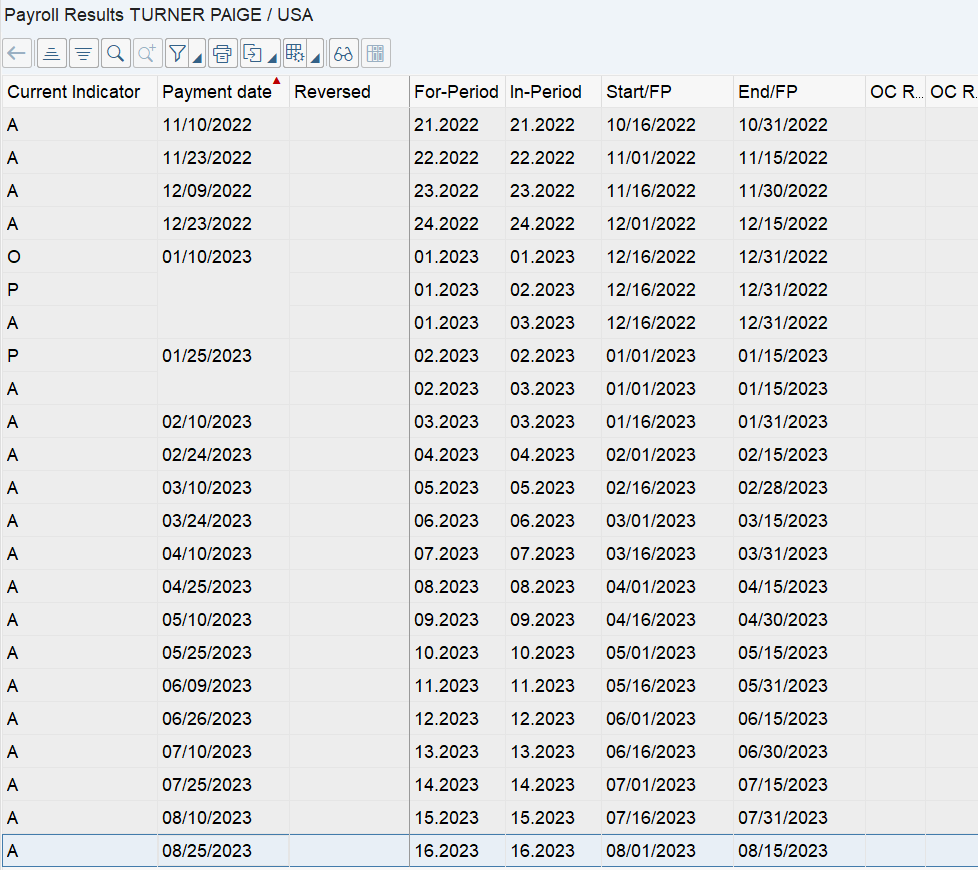 Payroll Results list displayed.