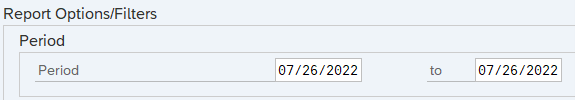 Report/Options Filters Period fields dates.