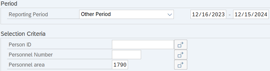 Period field with Other Period displayed.