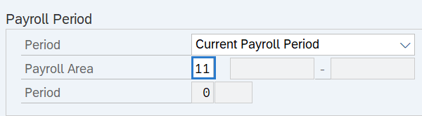Period section with Payroll Area field highlighted.