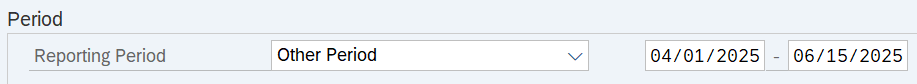 Period field with Other Period selected.