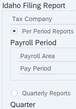 Per Period Reports radio button selected.