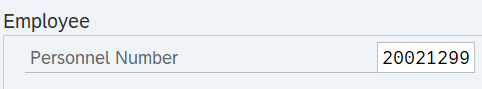 Personnel Number field with value of 200021299.