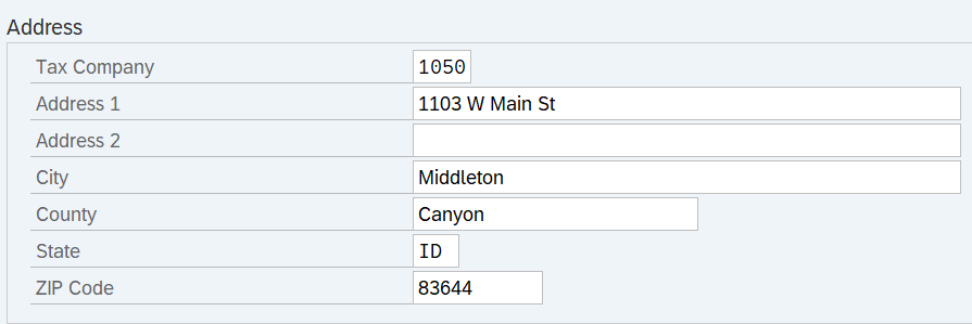 Tax Company and Address fields displayed.