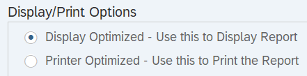 Display Optimized radio button selected.
