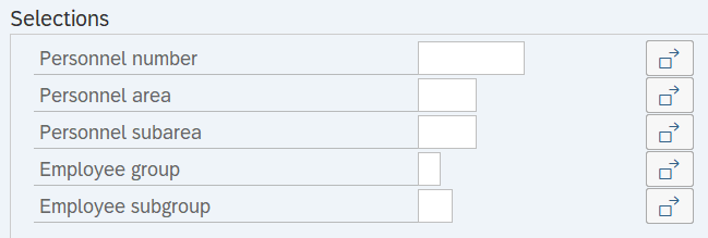 Selections section fields displayed.