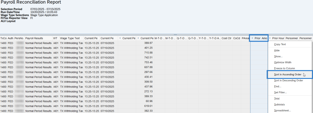 Report results displayed.
