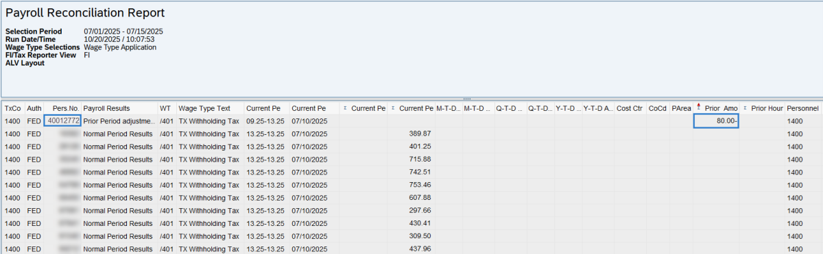 Personnel number with value of 40012772 displayed.