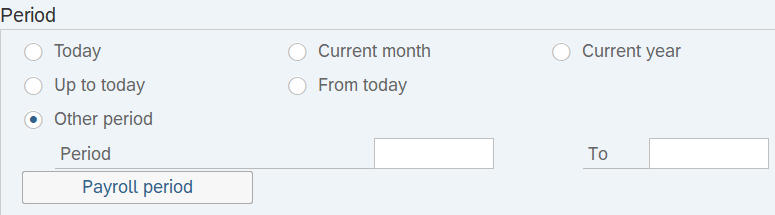 Period section with Other period radio button selected.