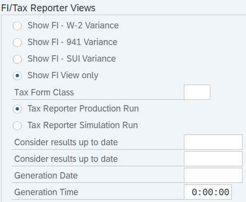 F1/Tax Reporter Views section displayed.